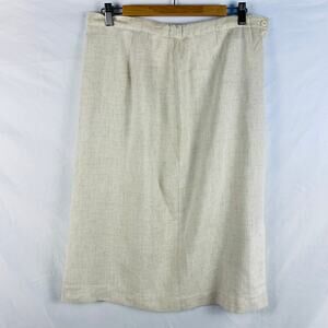 Vintage JBJ Sportswear Cream Linen A-Line Skirt Side Slit